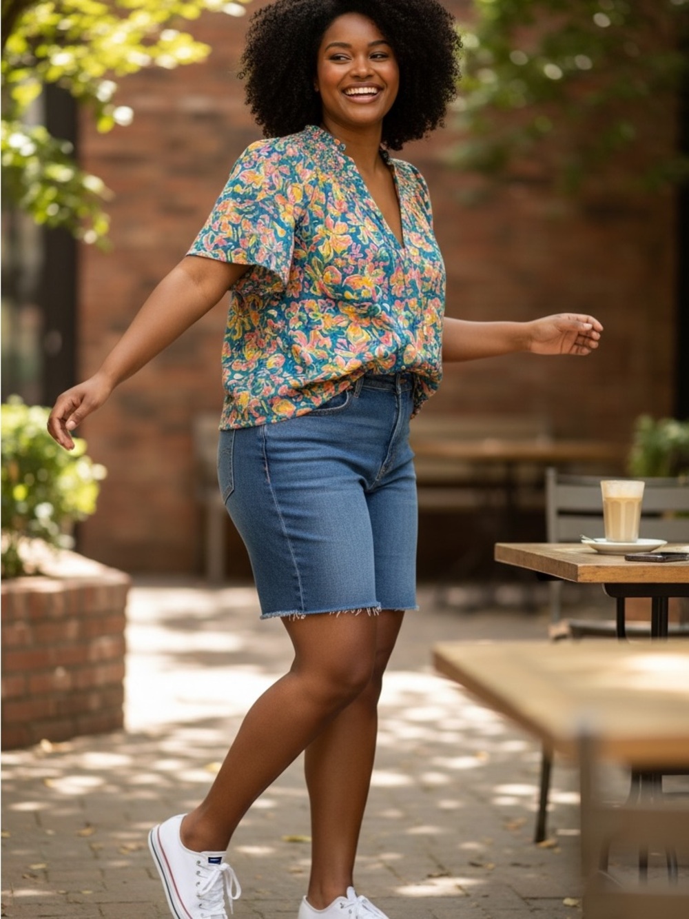 Rungolee, Cotton blouse, floral print short sleeve top XL